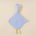 Blaues Dinosaurier-Schnuffeltuch für Babys aus weichem und atmungsaktivem Baumwollmull - Hellblau (Großer Dinosaurier)
