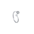 Silver open ring with micro-paved small circle and a classic six-prong set round diamond - Letter G