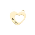 Detail of golden heart pendant with hollow design and Mother engraved inscription - Gold Mother