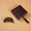 Green sandalwood scalp massage comb set with elegant silk gift box and tassel - Golden Silk Sandalwood - With Gift Box