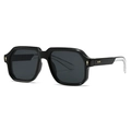 Retro oversized black square sunglasses with unique clear and metal temple accents - Black Frame Transparent Temple