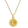 Détail d'un collier en acier inoxydable doré avec un pendentif lettre L à texture martelée - Or Lettre L (Avec Chaîne)