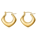 Polished 18K gold plated stainless steel hollow square chunky hoop earrings for women - EU1333 Irregular Hoop