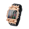Binary LED watch with rose gold crab shell design and black comfortable rubber strap - Rose Gold Black Strap