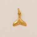 Golden whale tail pendant with hammered texture and vacuum plated 18K gold finish - Mermaid Tail (Pendant Only)