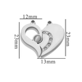 Pendentif coeur séparable en acier argenté 18k avec pierre opale et strass brillants - Argent-S8 Cœur Œil de Chat