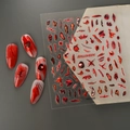 Stickers à ongles 3D d'Halloween avec plaies sanglantes et yeux pour décoration de fête - Style Yeux Sanglants Dents Effrayant (FEB-890)