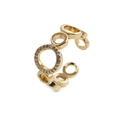Minimalist gold hollow round ring with micro-set zircon crystals and adjustable band - Gold Hollow Ring (A-CR0237CX)