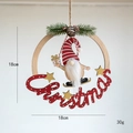 Weihnachtlicher Holzwichtel-Anhänger mit Zapfen und Maßangabe von 18 cm Höhe - Stil C-Ski-Zwerg Kreis
