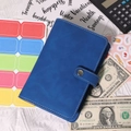 Carpeta de presupuesto A6 de cuero PU azul con etiquetas y pegatinas para finanzas - Solo Funda Individual / Azul Real