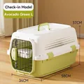 L size pet travel carrier in avocado green and white with metal gate, 58x34x37cm - Transport Style L Size Under 20 lbs / Avocado Green