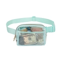Mint green mesh fanny pack with adjustable strap and transparent nylon storage design - Transparent Light Green Double Pull