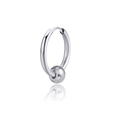 Minimalist silver hoop earring with a sliding polished metal bead for men and women - Steel Color Round Bead Ear Buckle