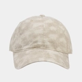 Close-up of acid washed khaki baseball cap showing vintage texture and stitching - Adjustable / Beige