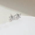 French vintage silver butterfly stud earrings with sparkling cubic zirconia stones - Butterfly / Silver