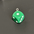 Creative green dice charm with white dots and silver metal ring for DIY keychains - Bright Green Dice Pendant (PY048-LV)