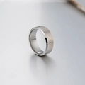 Bague 8mm en acier titane argenté pour hommes avec surface mate et bords biseautés - US 6 / Argenté