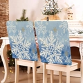 Housses de chaise de Noël bleues avec flocons blancs et dorés pour une déco de fête chic - YT03-2 (Flocon de Neige Bleu)