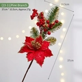 Artificial Christmas poinsettia branch with red berries and pine needles 37x10.5cm - Poinsettia Pine Branch