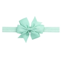 Mint green ribbed ribbon fishtail bow baby headband with high elasticity band - Mint Green