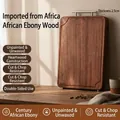Rectangle ebony wood cutting board 2.5cm thick with metal handle for kitchen - T-Handle Grooved Board 40*28*2.5cm