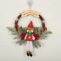 Detail of Christmas snowman wreath with vine ring and Merry Christmas banner for door hanging - Large Branch Snowman