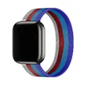 Detail of Milanese mesh strap with blue, red, and silver stripes for smartwatches - 53 Dark Blue With Royal Blue Red And White / 38/40/41/42mm