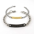Bracelets de couple en acier titane or et noir avec motif de cœur et chaîne gourmette - Flèche de Cœur à Cœur Double (ZY096)