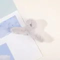 Grey plush faux fur large hair claw clip for women stylish winter hair accessory - Plush Solid Color Claw - Light Grey