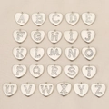 Lot de 26 breloques alphabet coeur en argent avec zircons pour la création de bijoux - Lettre A / Argent