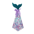 Mermaid party favor box with blue glitter tail and purple satin bow in iridescent scales - Multicolor
