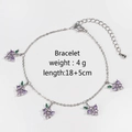 Detail of grape-shaped bracelet with purple cubic zirconia and 18+5cm adjustable chain - Silver Grape Pendant Bracelet