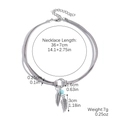 Bohemian choker with turquoise feather charms and 36+7cm grey suede cord size detail - N2411-32 Gray Feather Choker