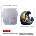 Stampo in silicone a forma di sirena e luna con candela finita e misure dettagliate - Stile Sirena Luna (GJ-145)
