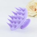 Purple silicone scalp massager brush with ergonomic grip for hair cleaning and care - Simple Style / Purple