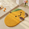 Cute mango shaped non-slip bathroom mat with creative fruit design and soft plush texture - Cute Orange