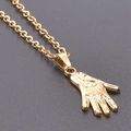 Polished gold Hamsa Hand necklace with All-Seeing Eye pendant on a fine link chain - Gold Necklace