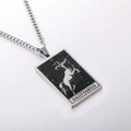 Silver stainless steel Sagittarius zodiac tarot necklace with vintage rectangle pendant - Sagittarius / Steel