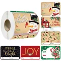 Rotolo di etichette natalizie in carta kraft con pupazzo di neve per pacchi regalo - Stile Pupazzo di Neve e Lanterne Luminose (S128)