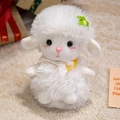 Adorabile peluche a forma di pecora bianca con fiore all'uncinetto e confezione regalo - 25cm / Stile Fiore Verde