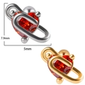 Stainless steel bat demon heart ear studs in silver and gold finish with red zircon - #5 (Hollow Heart) / Silver