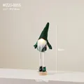 Green knitted Christmas gnome decoration with LED nose and long legs, size 10x8x40cm - Small Standing Gnome With Light (Plaid)