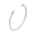 Bracelet jonc ouvert minimaliste en acier inoxydable argenté avec finition polie sur blanc - Style Lisse (L093-6 Argent Poli)