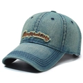 Gorra de béisbol de mezclilla azul con bordado NewYorkCity y estilo vintage - Ajustable / Azul Claro (Bordado Amarillo)