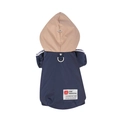 Wasserdichte marineblaue Kapuzenjacke für Hunde mit D-Ring-Leine für den Winter - S / Marineblau