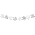 Ghirlanda di fiocchi di neve glitterati argento e bianchi per feste invernali - Striscione a Fiocco di Neve (Y-00157-1)
