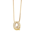 Gold plated initial Q necklace with sparkling zircon stones on a minimalist chain - Letter Q