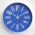 Modern 12-inch wall clock with a navy blue dial, white 3D numbers, and silent movement - Blue