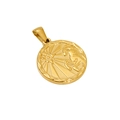 Golden Aries constellation round pendant with sunburst relief and wavy edge - Capricorn - Single Pendant