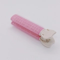 Pink velcro hair roller with cream plastic clip for voluminous bangs and styling - 10.5*2.9cm / Pink